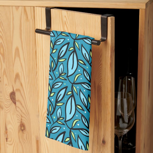 Abstrakt Blue Löv Visare Curtain Kökshandduk (Thirds Fold)