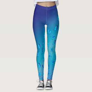 Abstrakt blue Måne och Butterflies Leggings