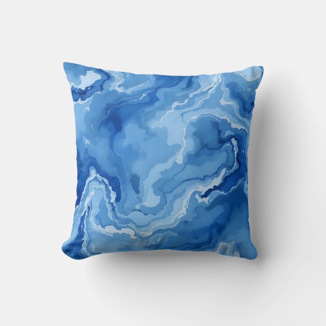 Abstrakt Blue Marble Swirl Mönster. Kudde (Framsida)