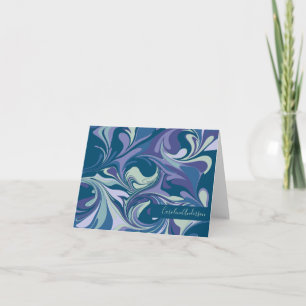 Abstrakt Blue Marble Swirl Snyggt Personlig Anteckningskort