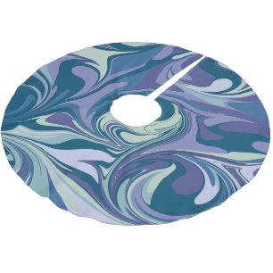 Abstrakt Blue Marble Swirl Snyggt Personlig Julgransmatta Borstad Polyester