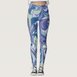 Abstrakt Blue Marble Swirl Snyggt Personlig Leggings<br><div class="desc">Med en abstrakt för roligt kan du snurra grafik i en färgfull palett med mjuk grönt,  vinklar,  blått och lila.</div>