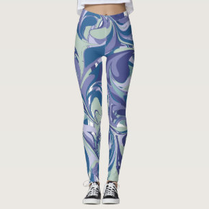 Abstrakt Blue Marble Swirl Snyggt Personlig Leggings