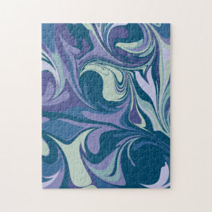 Abstrakt Blue Marble Swirl Snyggt Personlig Pussel