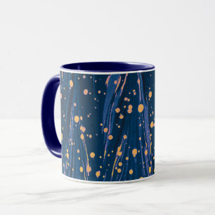ABSTRAKT BLUE MARBLED PAPPERT MED GULD STÄNK MUGG