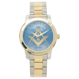 Abstrakt Blue Masonic Monogrammed Armbandsur