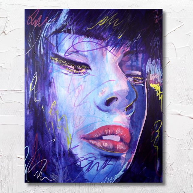 Abstrakt Blue med Guld Graphic Woman Art Print Poster (Skapare uppladdad)