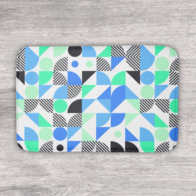 Abstrakt Blue Mint Geometric Mönster Badrumsmatta (Skapare uppladdad)