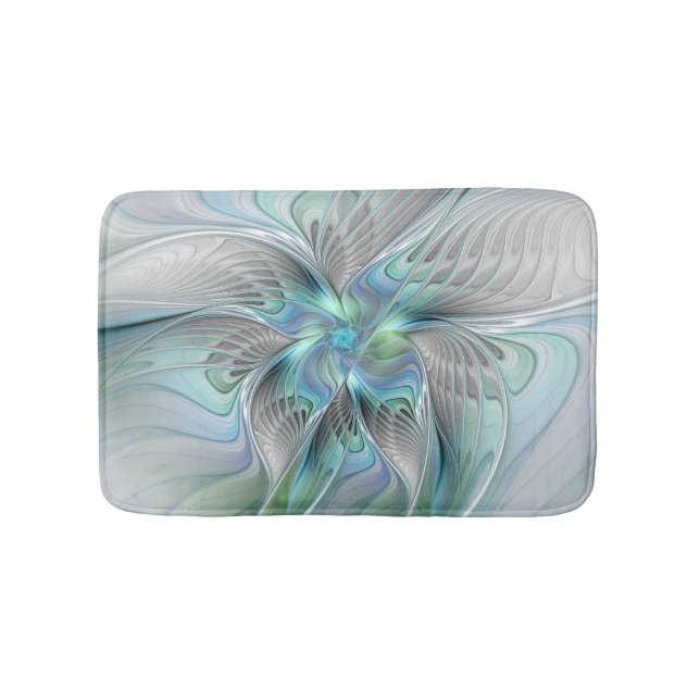 Abstrakt Blue Mint Grönt Butterfly Fantasy Fractal Badrumsmatta (Framsidan)