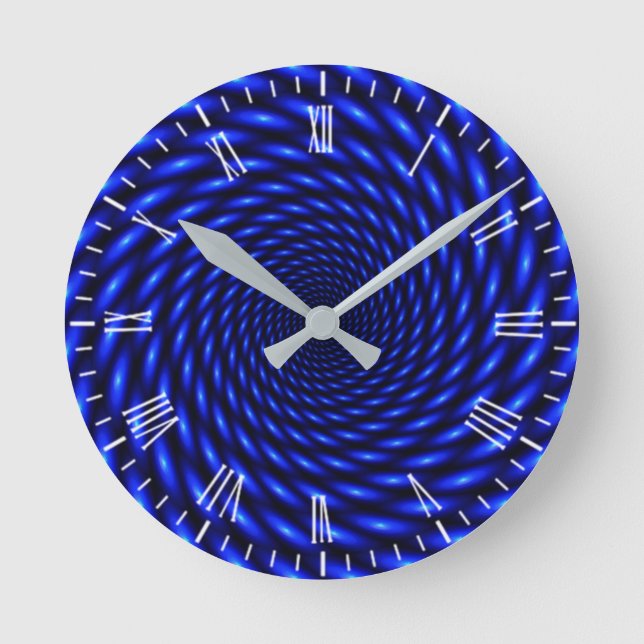Abstrakt Blue Mönster Round Clock Rund Klocka (Framsida)