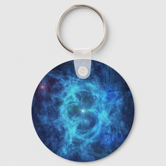 Abstrakt Blue Nebula Nyckelring (Framsida)