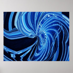 Abstrakt Blue Neon "Flower" Poster