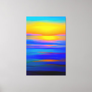Abstrakt Blue Ocean Sunset Simple Abstrakt Art Canvastryck