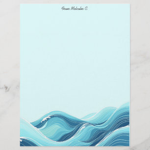 Abstrakt Blue Ocean Vågar Brevhuvud