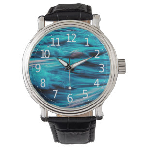 Abstrakt Blue Ocean Vågar   Manar Watch Armbandsur