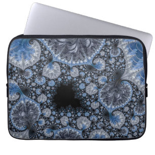 Abstrakt Blue- och Black Intricate Fractal Laptop Fodral