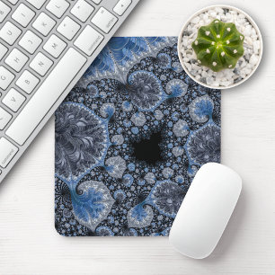 Abstrakt Blue- och Black Intricate Fractal Musmatta