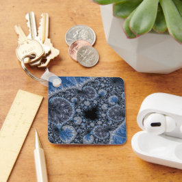 Abstrakt Blue- och Black Intricate Fractal Nyckelring