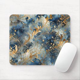 Abstrakt Blue och Golden Musmatta
