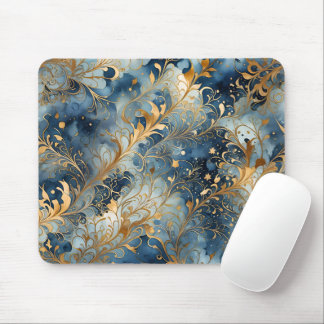 Abstrakt Blue och Golden Musmatta