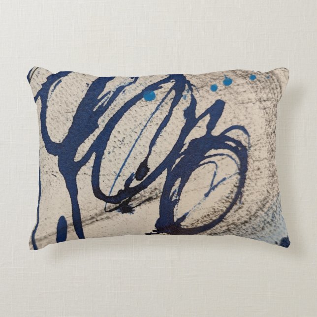 Abstrakt Blue och Grått 000 Prydnadskudde (Framsidan)