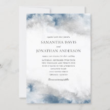 Abstrakt Blue och Grått Watercolor Bröllop