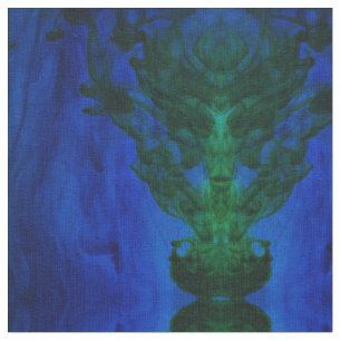 Abstrakt Blue och Grönt Dye Swirls Tyg
