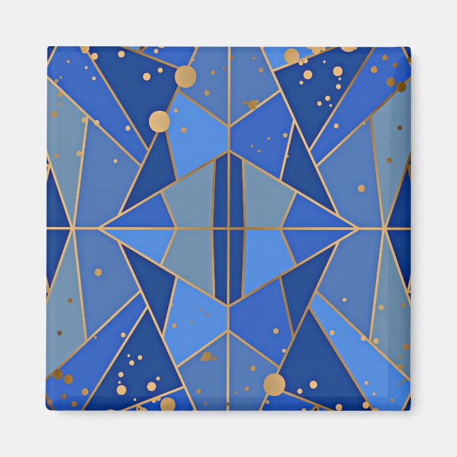 Abstrakt Blue- och Guld-design Magnet (Framsidan)