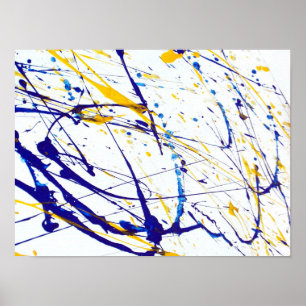 Abstrakt Blue och Gult Färgplatta Poster
