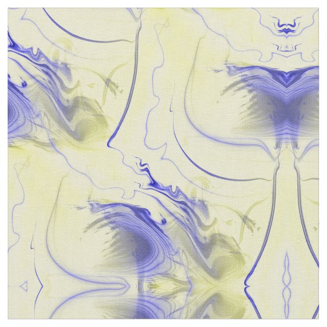 Abstrakt Blue och Gult Tyg (Närbild)
