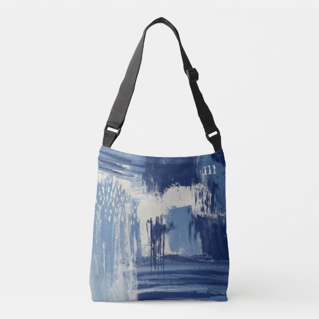 Abstrakt Blue och Ivory Axelväska (Framsida)