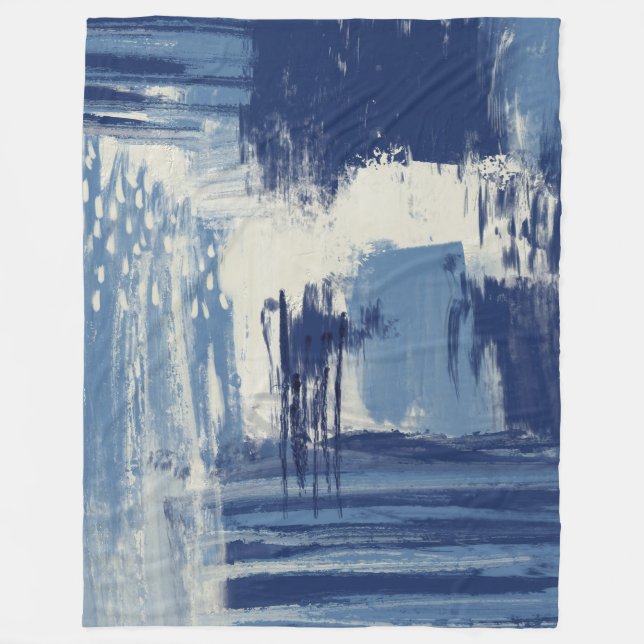 Abstrakt Blue och Ivory Fleecefilt (Framsidan)