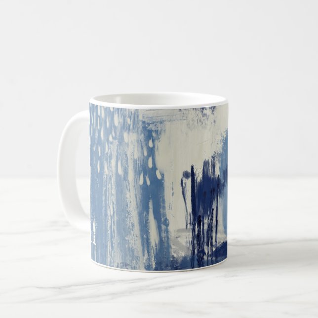 Abstrakt Blue och Ivory Kaffemugg (Framsida vänster)