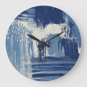 Abstrakt Blue och Ivory Stor Klocka