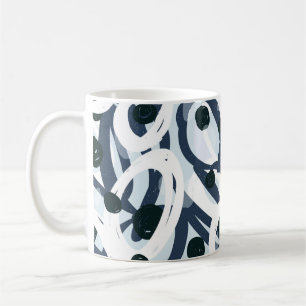 Abstrakt blue och navy brushstrokes tavla illus kaffemugg