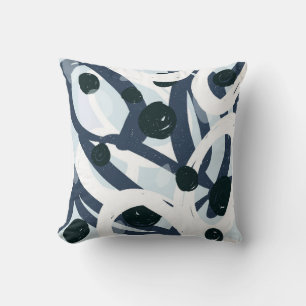 Abstrakt blue och navy brushstrokes tavla illus kudde