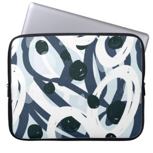 Abstrakt blue och navy brushstrokes tavla illus laptop fodral