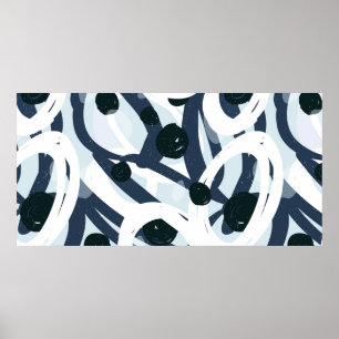 Abstrakt blue och navy brushstrokes tavla illus poster