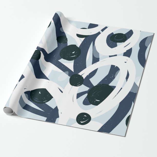 Abstrakt blue och navy brushstrokes tavla illus presentpapper (Utrullad)