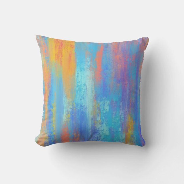 Abstrakt Blue och Orange Kudde (Framsida)