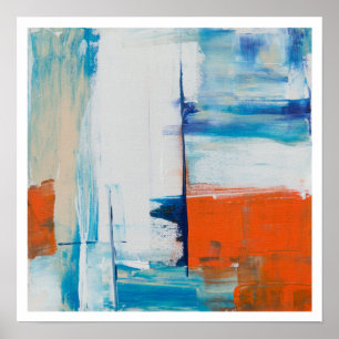 Abstrakt Blue och Orange Modern Art Poster