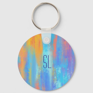 Abstrakt Blue och Orange Nyckelring