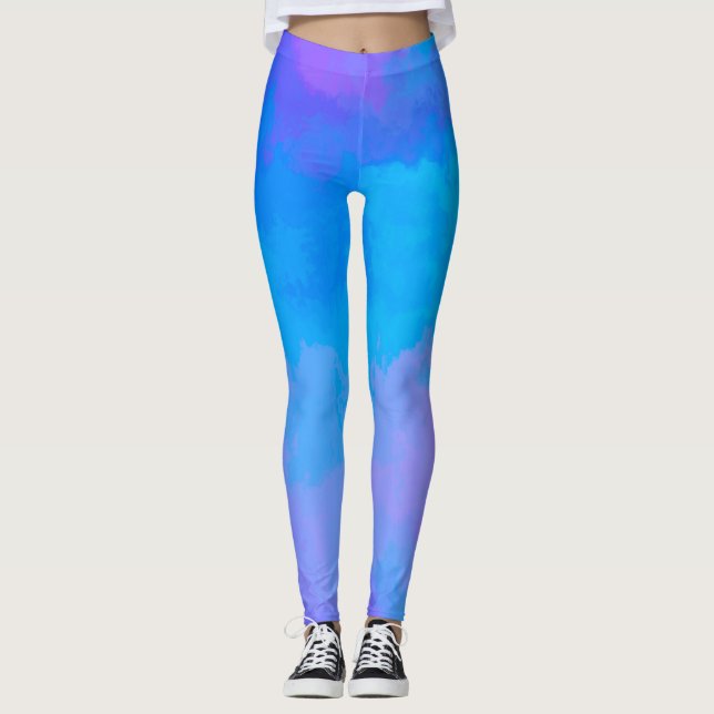 Abstrakt Blue och Rosa Leggings (Framsida)