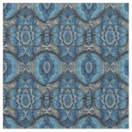Abstrakt Blue och Silver Blommigt Tyg