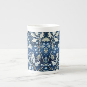 Abstrakt Blue och Silver jul Blommigt Benporslin Mugg