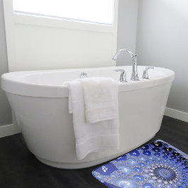 Abstrakt Blue Ombre Fractal Bubbles Badrumsmatta