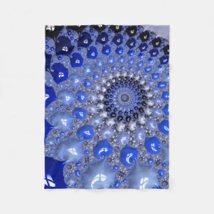 Abstrakt Blue Ombre Fractal Bubbles Fleecefilt