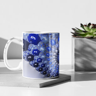 Abstrakt Blue Ombre Fractal Bubbles Kaffemugg