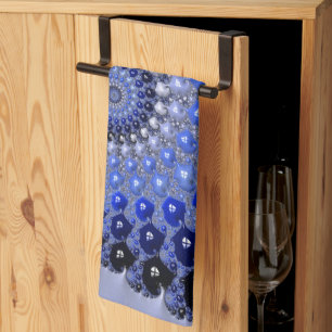 Abstrakt Blue Ombre Fractal Bubbles Kökshandduk