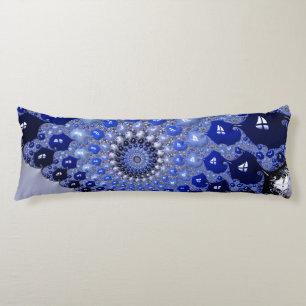 Abstrakt Blue Ombre Fractal Bubbles Kroppskudde